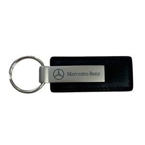 Mercedes-Benz Black Leather & Metal Keychain With Autohaus Logo